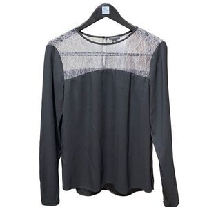 🌟70% OFF🌟 Ann Taylor Black Lace Neck Long Sleeve Blouse